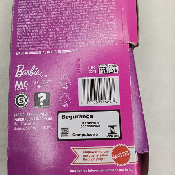 Barbie Fashionistas Doll #216 with Tall Body, Black Straight Hair & Peach Dress - Picture 6 of 9